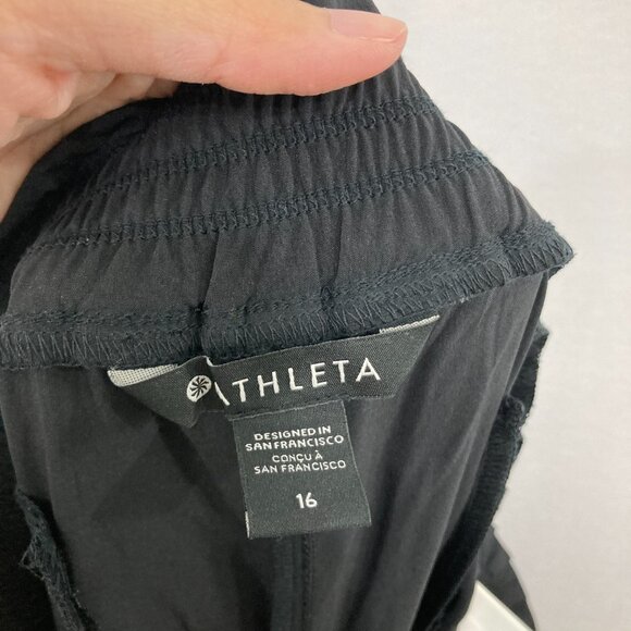 Athleta Savannah Joggers Pants in Black Size 16 Paperbag Waist Sleek Athleisure - Picture 2 of 9